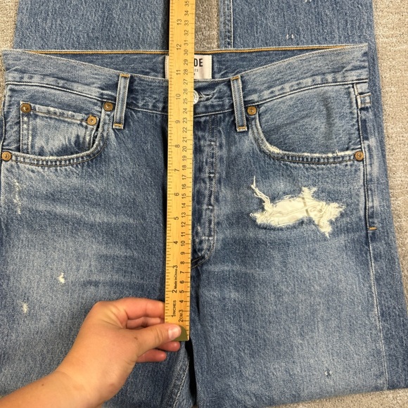 Agolde Jamie High Rise Distressed Button Fly Casual Womens Blue Jean Size 27 - Picture 7 of 9